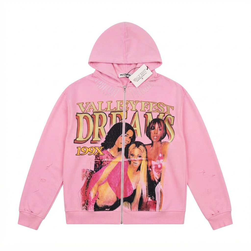 Valley Zip Up Hoodie Pink Valley Zip Up Hoodie Pink